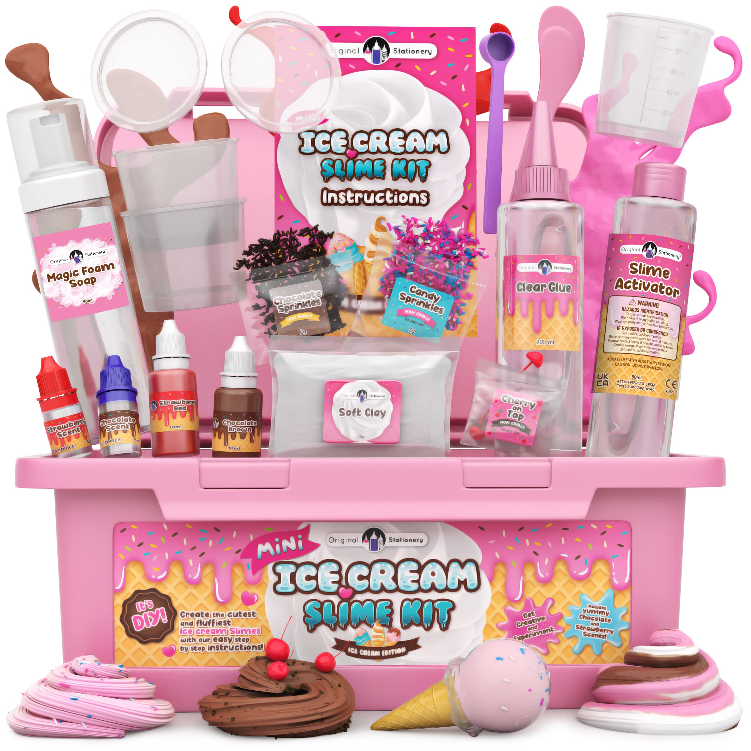 Original Stationery mini ice cream slime kit with vibrant colors for creative play.