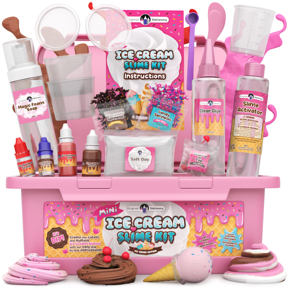 Original Stationery mini ice cream slime kit with vibrant colors for creative play.
