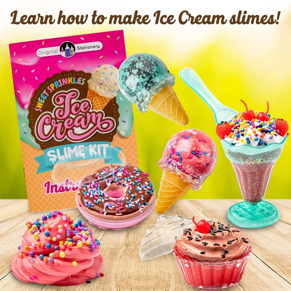 Original Stationery Sweet Sprinkles Ice Cream Slime Kit colors highlight playful sensory play and imagination