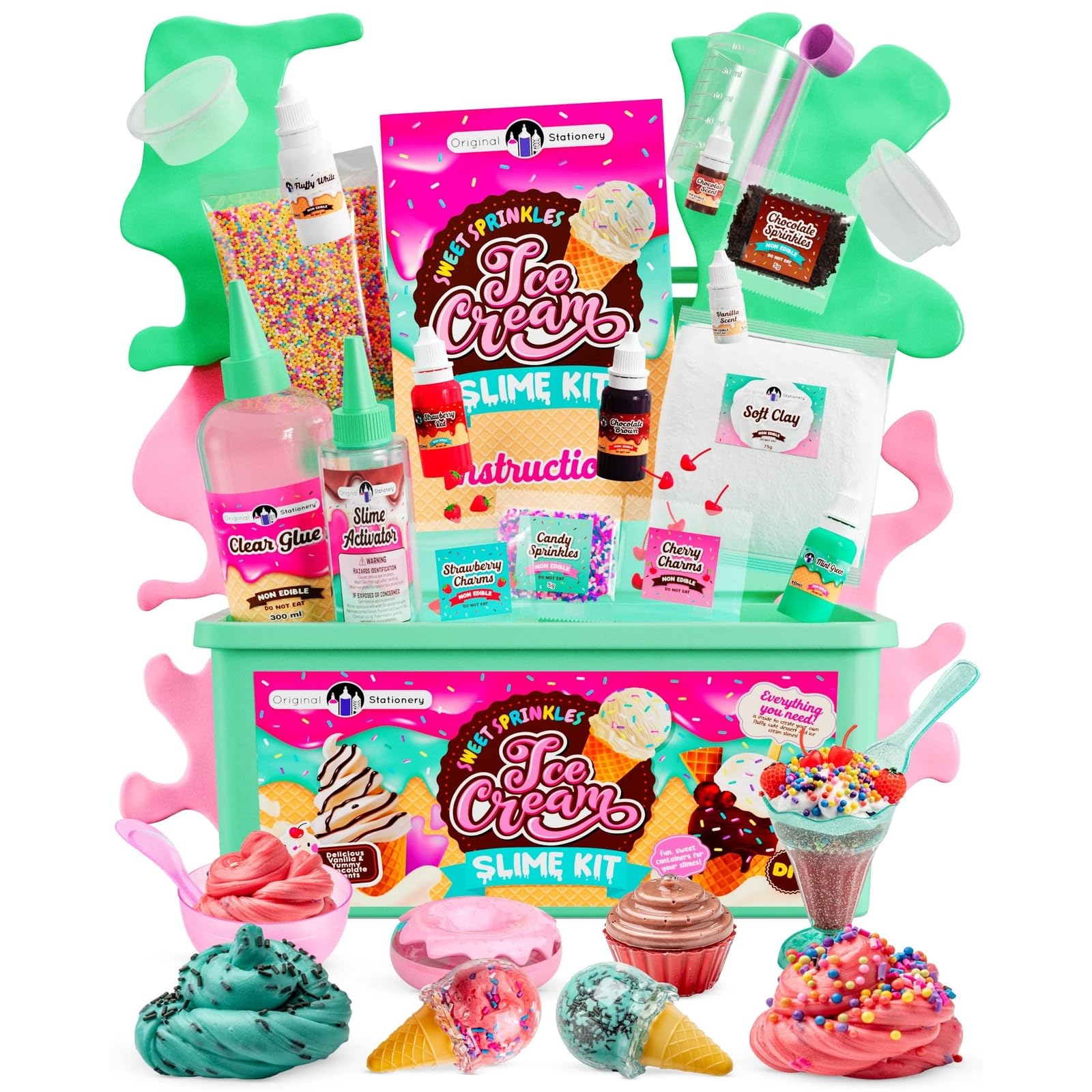 Original Stationery Sweet Sprinkles Ice Cream Slime Kit packaging showcases colorful creativity for kids