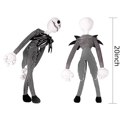 Originalidad Jack Skellington plush, side view, ideal for travel and play.