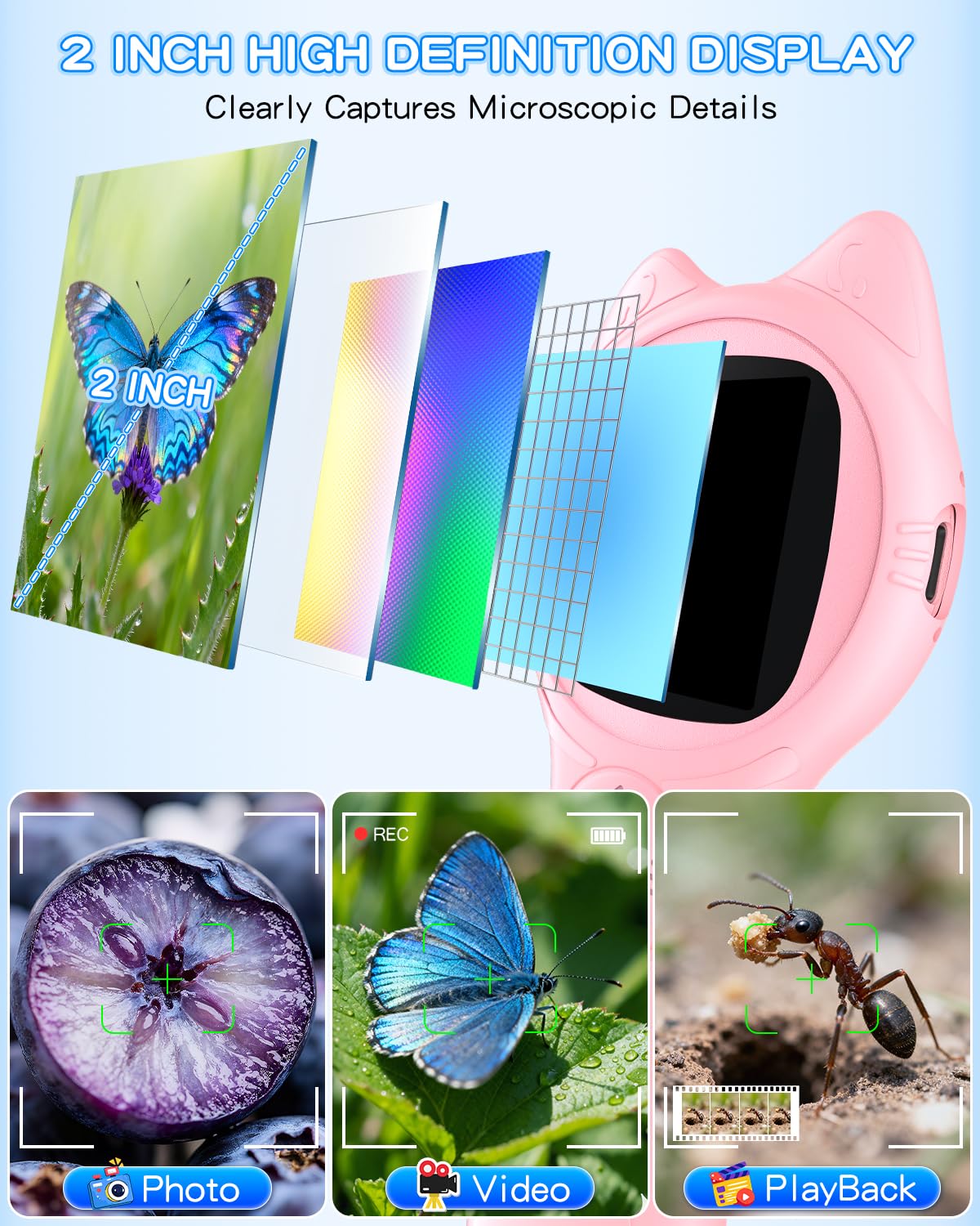 Oripira Kids Microscope 2 inch IPS display for real time viewing