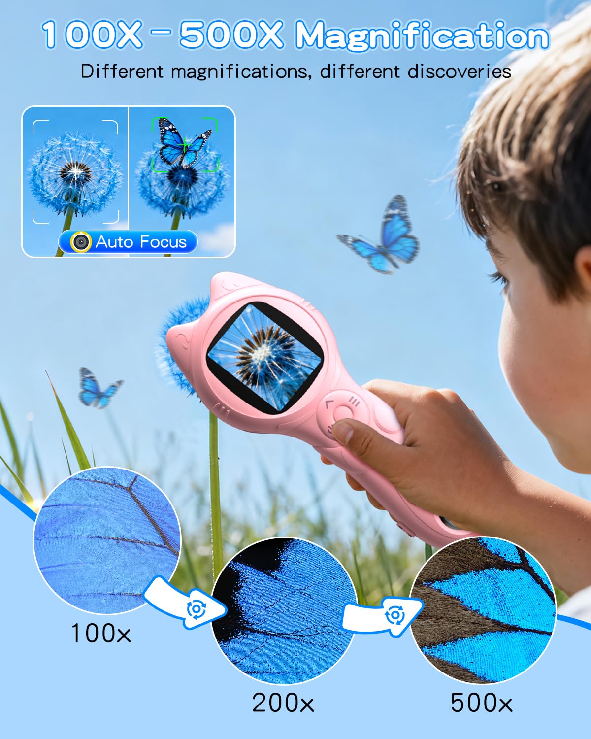 Oripira Kids Microscope eight LED lights illuminate tiny details