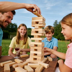 Orizliztion Tumbling Tower features smooth edges for safe indoor and outdoor play.
