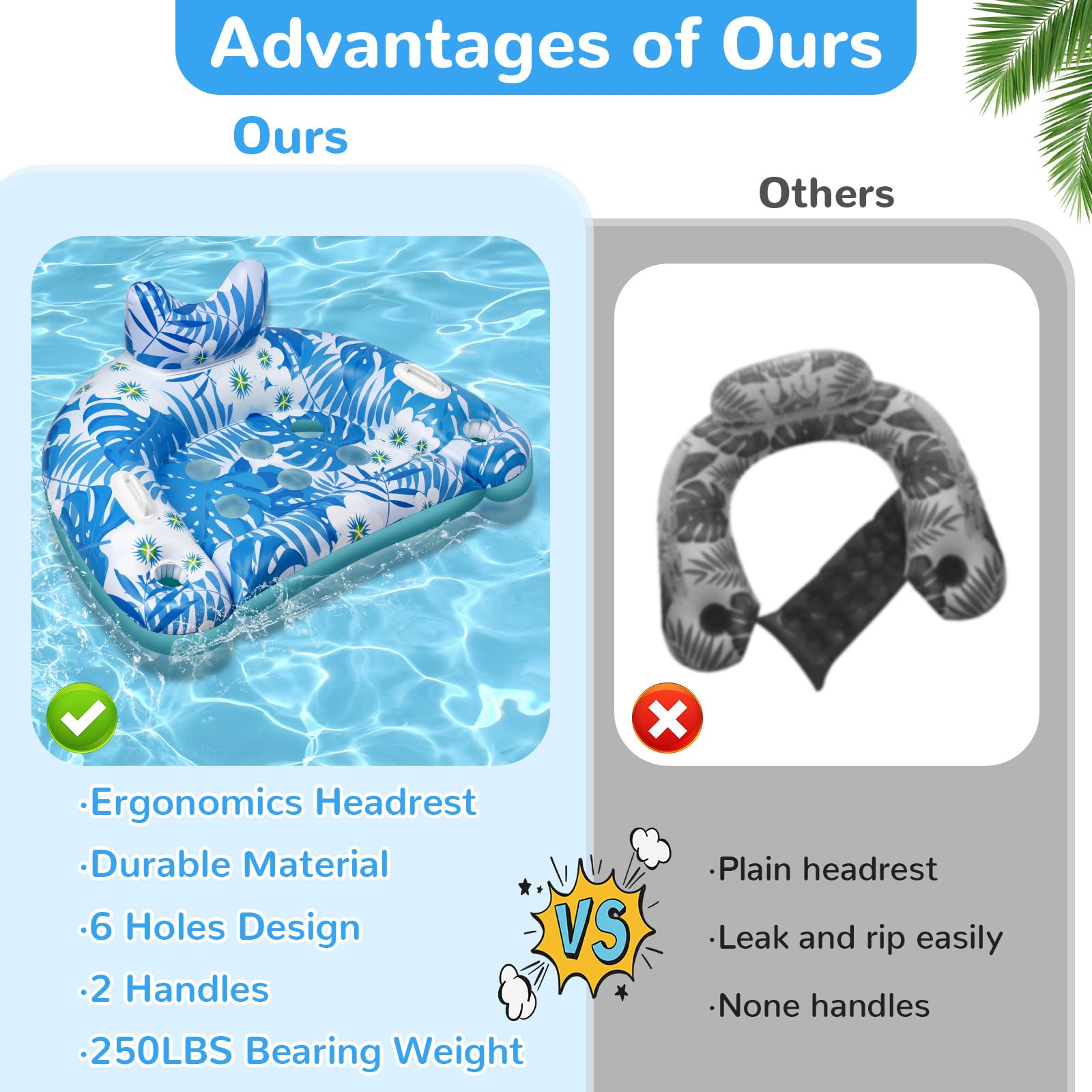 Ornnut pool floats with cupholders and handles for easy access to drinks.