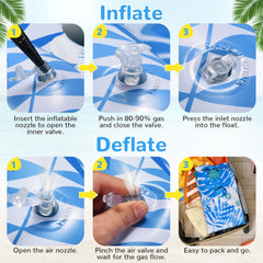 Ornnut pool floats inflation-deflation: easy setup and quick packing after use.