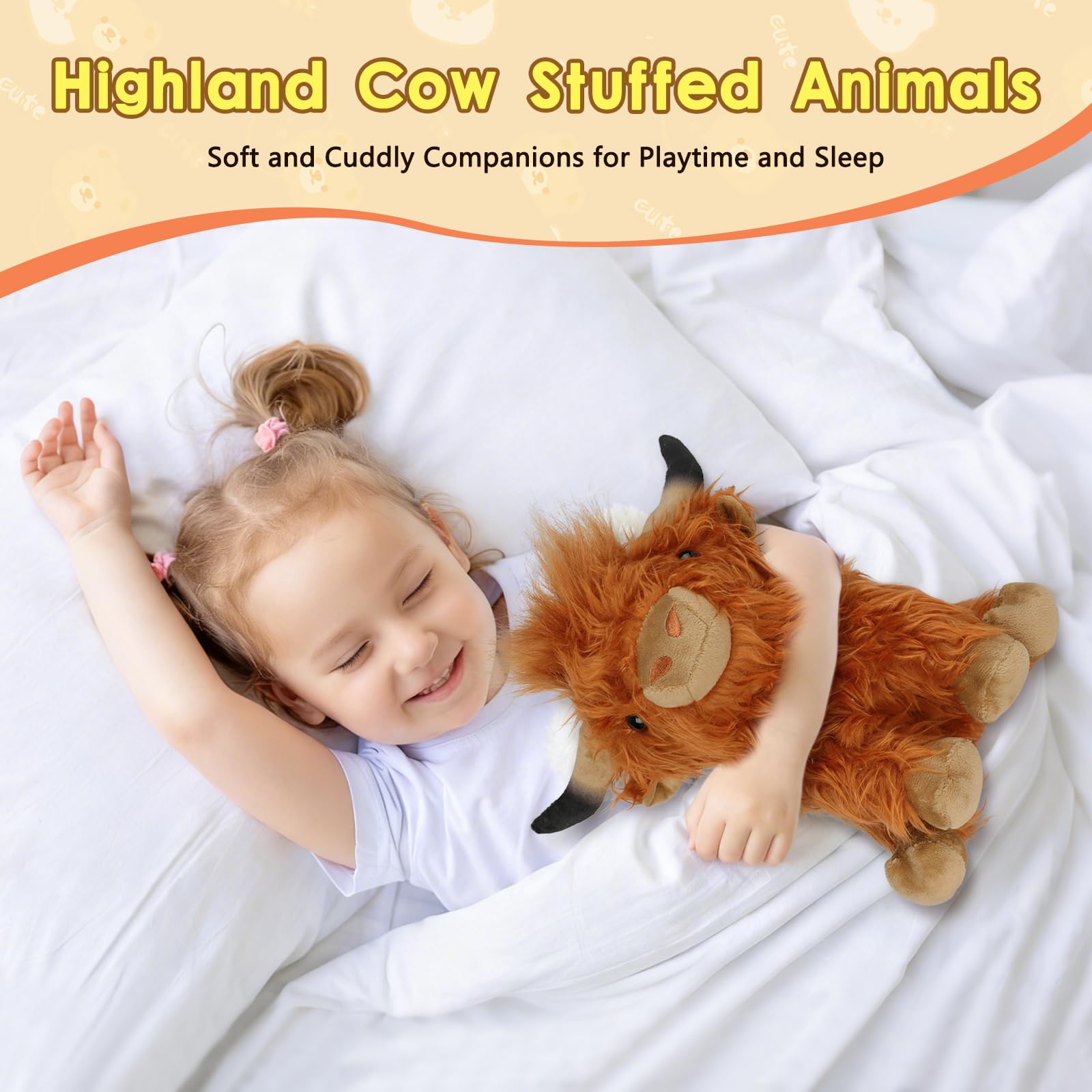 OROZCOR Highland Cow plush decor scene adds farmhouse charm