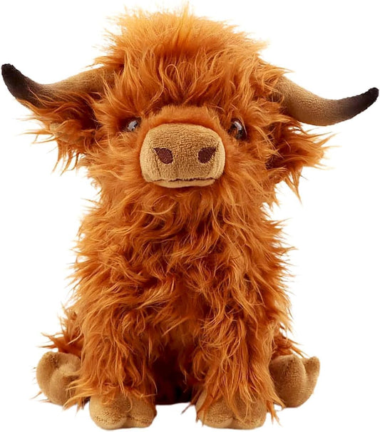 OROZCOR Highland Cow plush head with fluffy hair for cozy playtime
