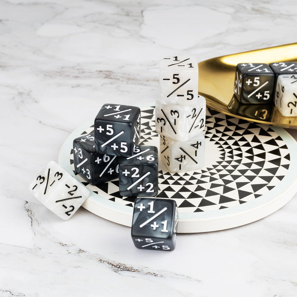 ORUNI green-black marble counters combine dual colors for positive and negative counters.