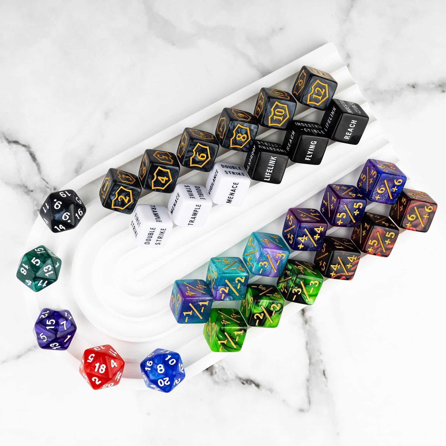 ORUNI MTG counter set storage pouch keeps dice secure.