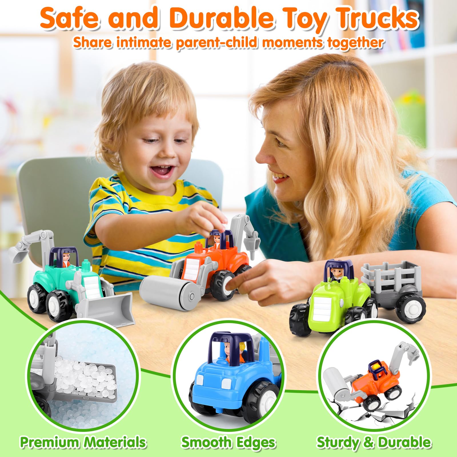 ORWINE Inertia Trucks colorful set captures attention with safe, battery-free play