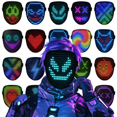 ORWINE LED Mask front view shows vivid glow for cosplay and parties.