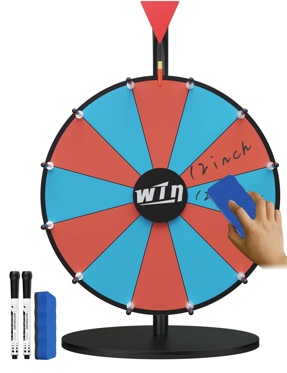 ORWOD heavy duty prize wheel on a stand, ideal for trade shows and events.