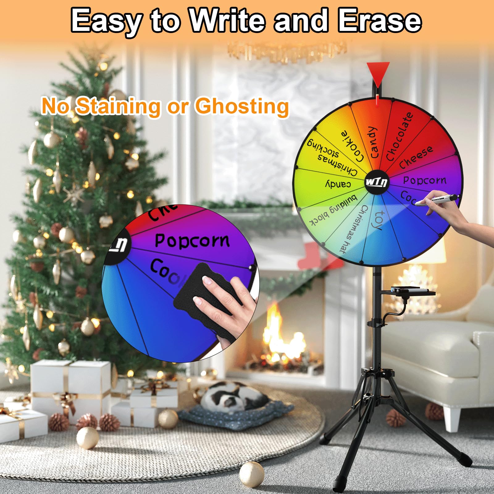 ORWOD prize wheel folding stand for desktop or floor setups.