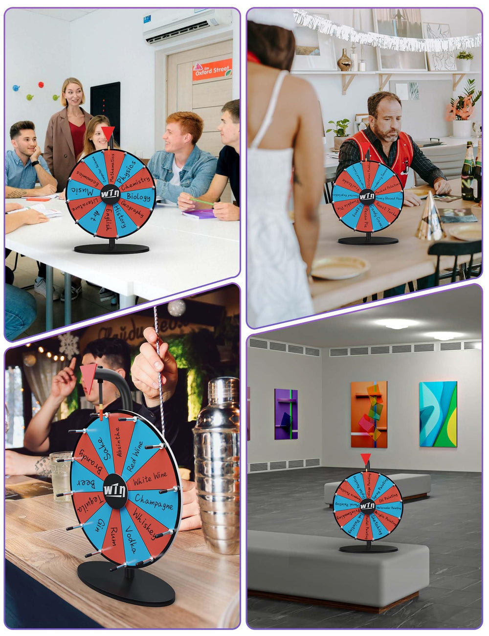 ORWOD tabletop spin wheel on a stand, perfect for desks or counters.