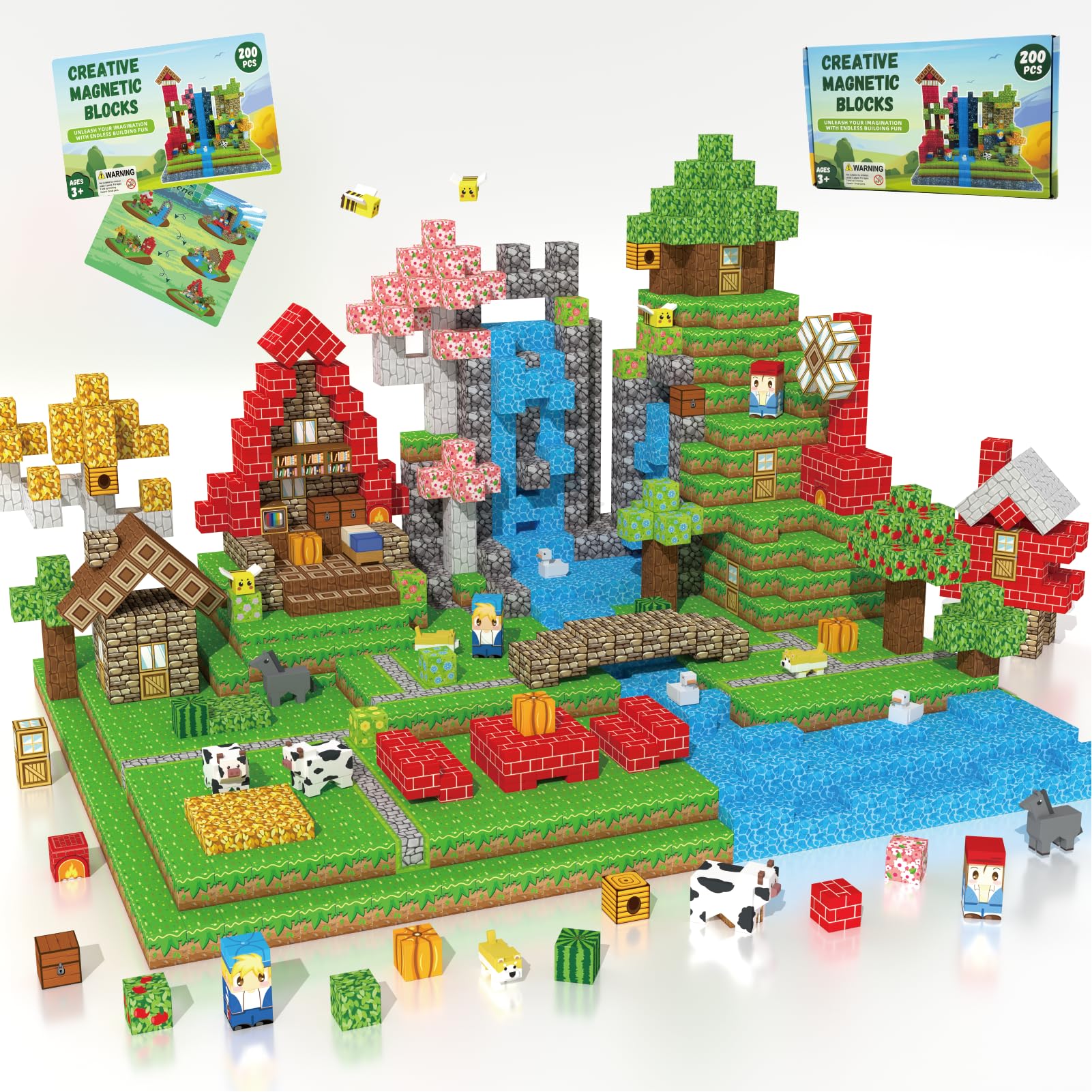Oryvold 200-pcs magnetic blocks overview image for creative play.