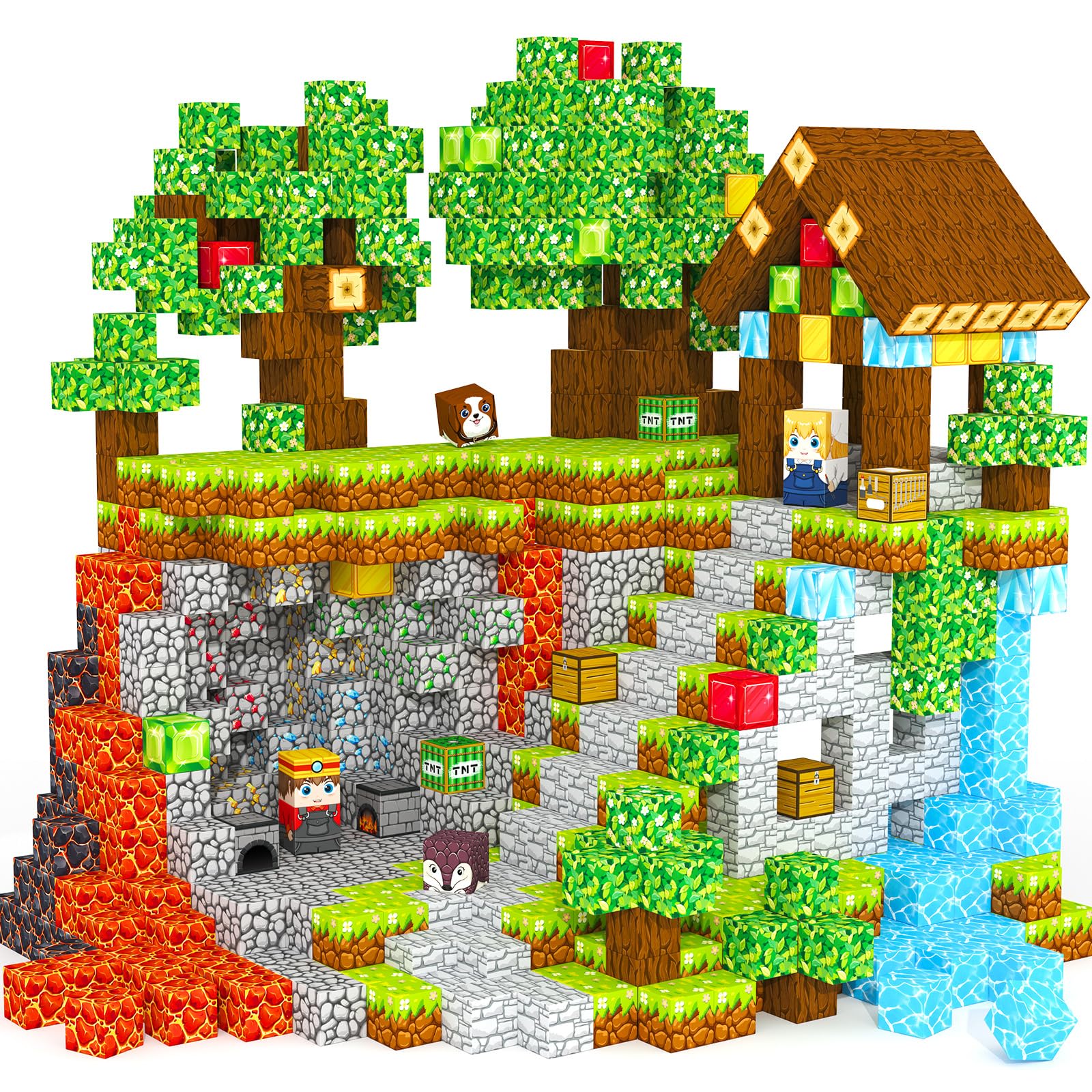 ORZbb magnetic blocks forest theme set promotes creative play and fine motor development.