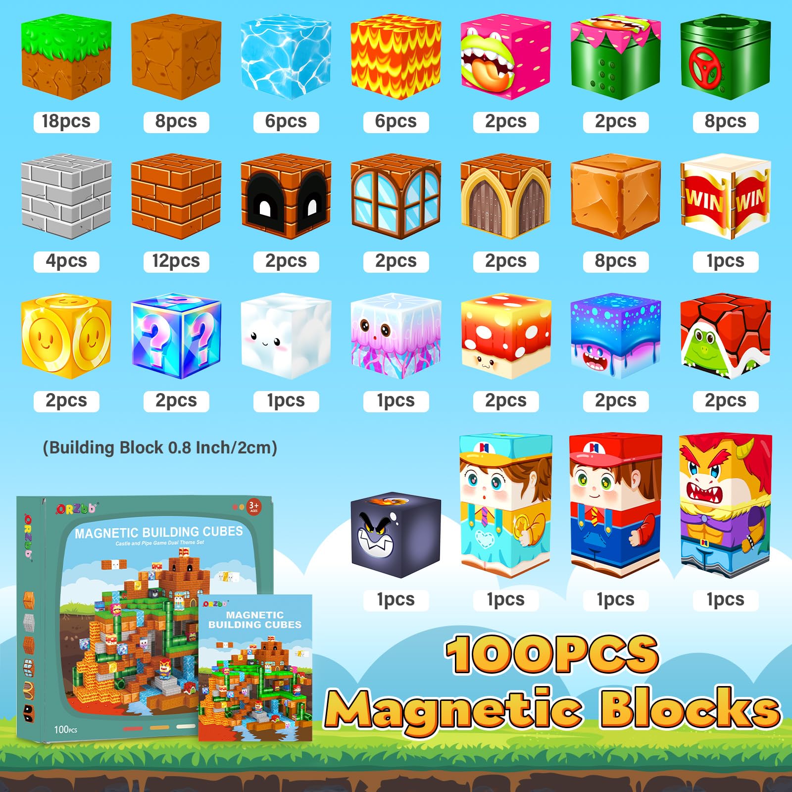 ORZbb magnetic blocks underground pipeline theme promoting creativity during construction play.