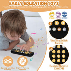 Orzbow remote shows colorful buttons and shapes to stimulate tactile exploration.