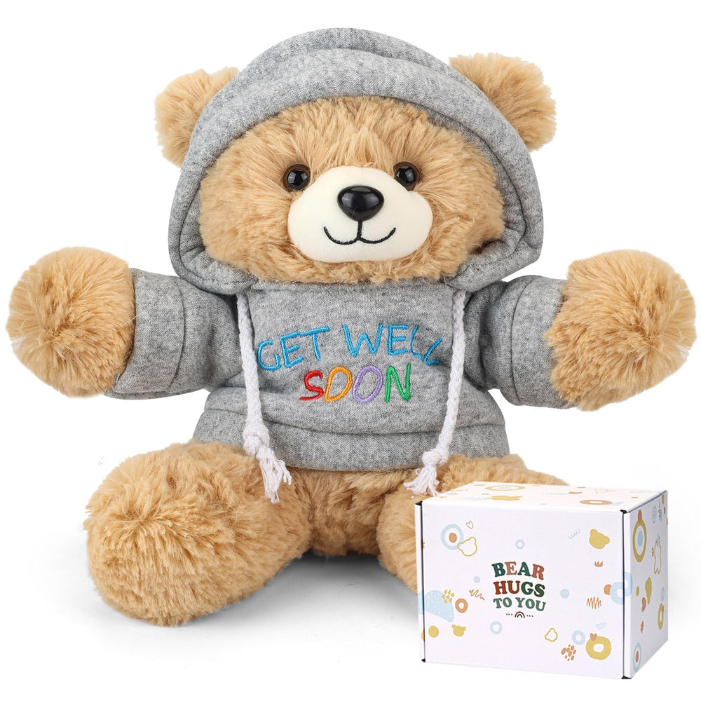 Osacoe Get Well Soon Teddy Bear in gift box offers comforting cheer for loved ones.