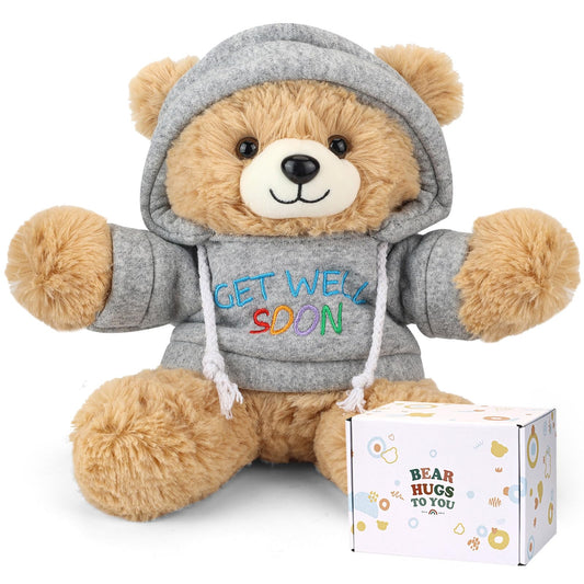 Osacoe Get Well Soon Teddy Bear in gift box offers comforting cheer for loved ones.