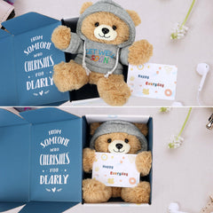 Osacoe Teddy Bear with removable hoodie adds cozy warmth during recovery.