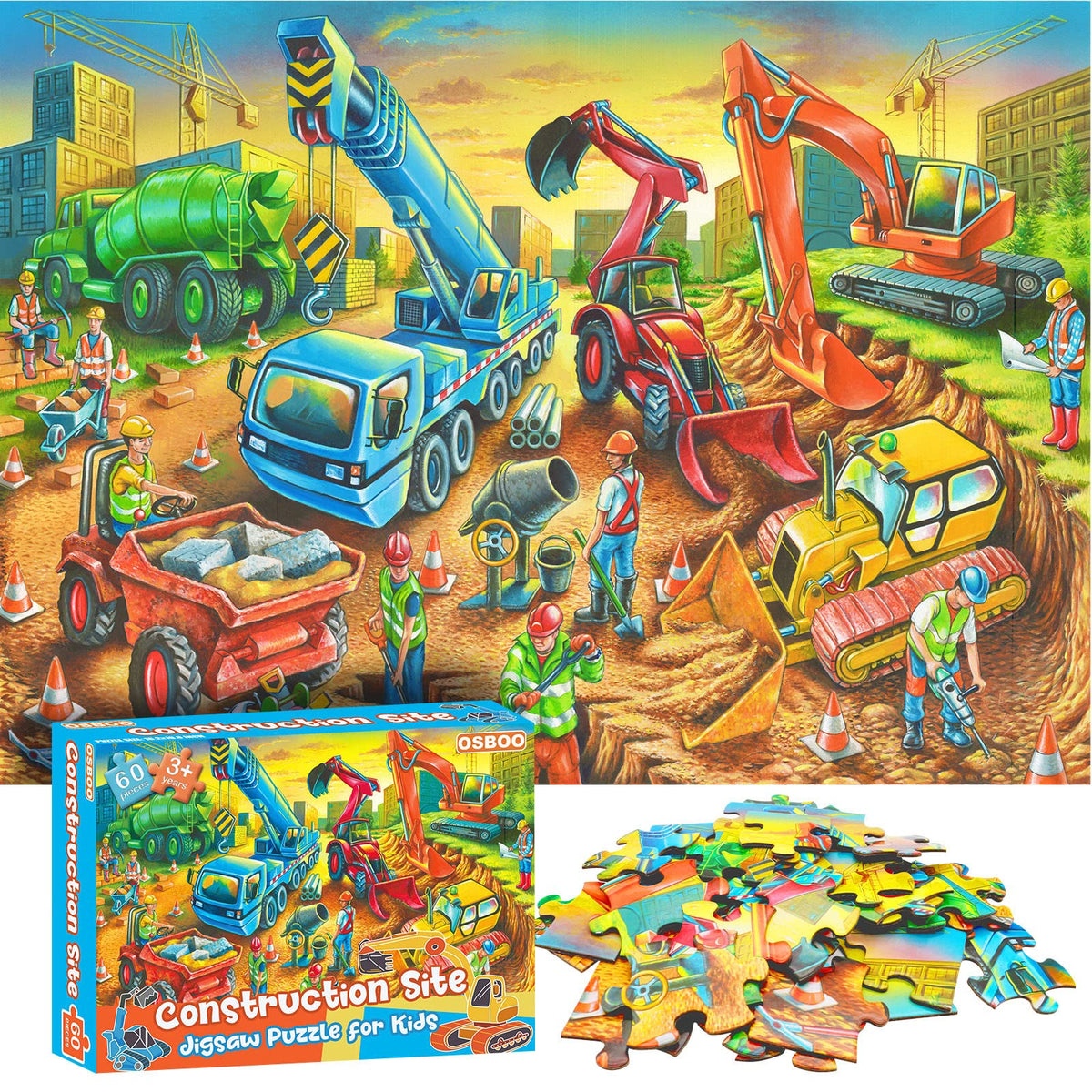 OSBOO construction site puzzle for kids boosts focus