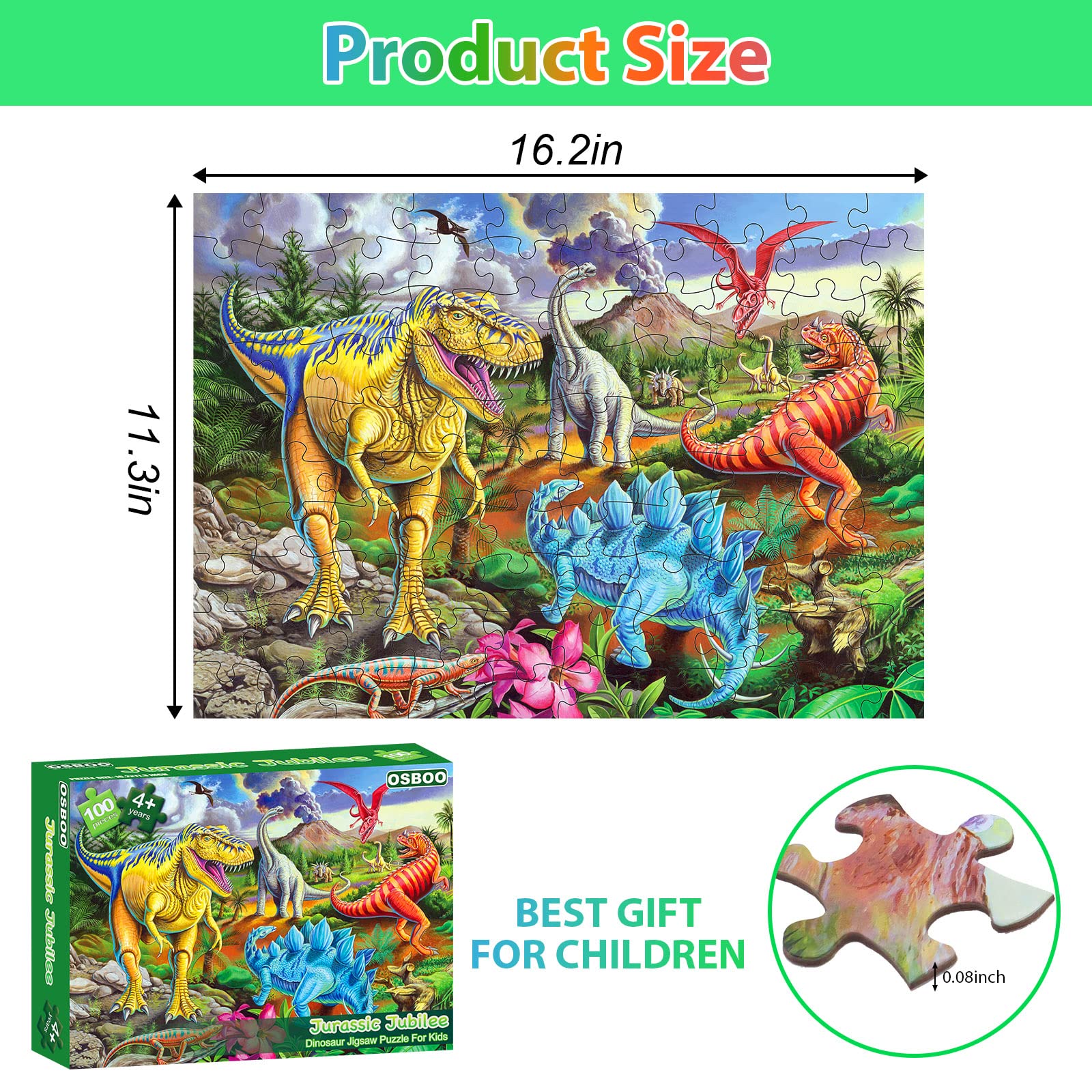 OSBOO dinosaur puzzle finished size 41x28 cm for display