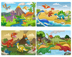 OSBOO dinosaur wooden puzzles 24 pieces in a 4-pack for toddlers cognitive play.