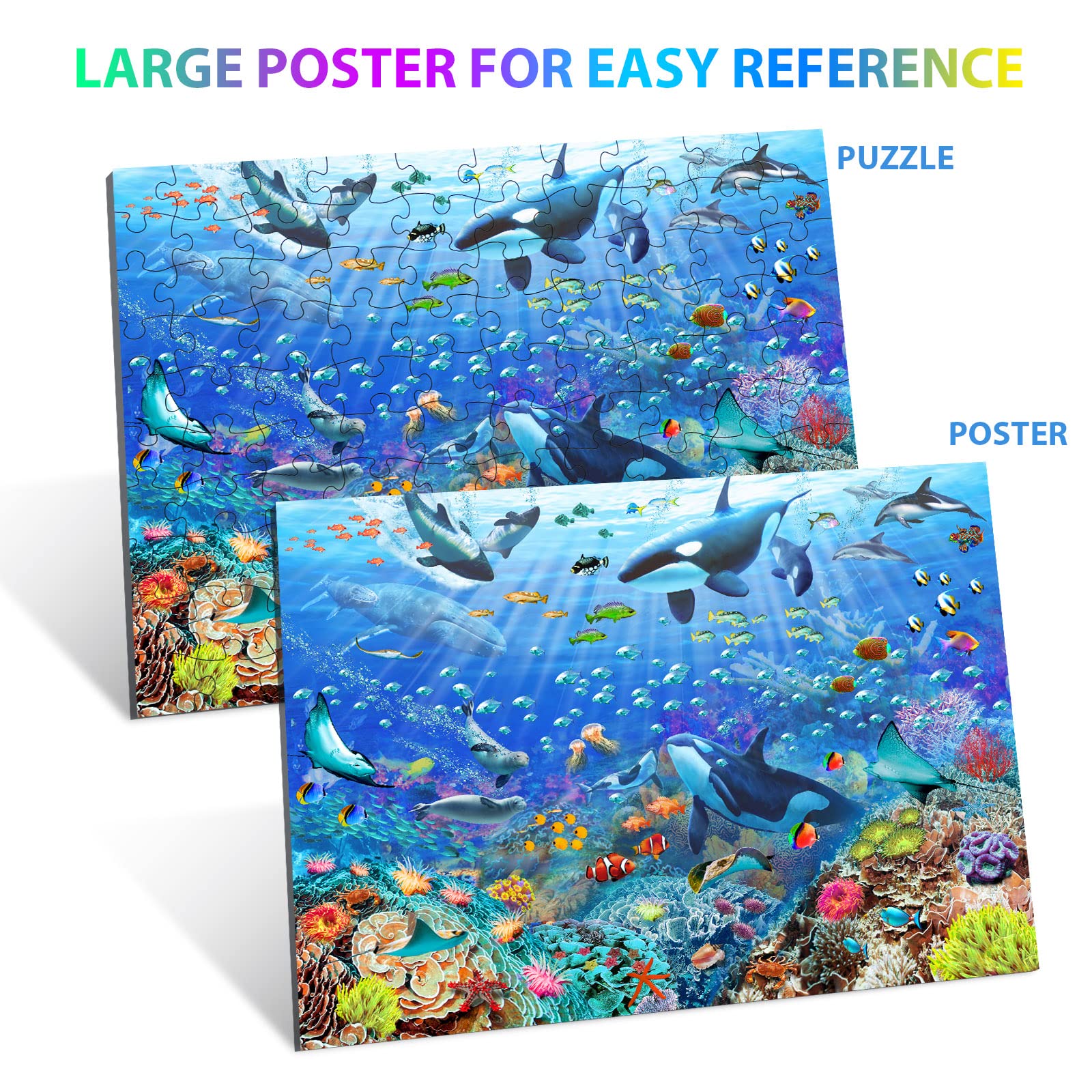 OSBOO underwater-scene puzzle piece closeup shows large, easy-to-handle pieces.