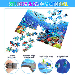 OSBOO underwater-scene sharks artwork promotes visual tracking during play.