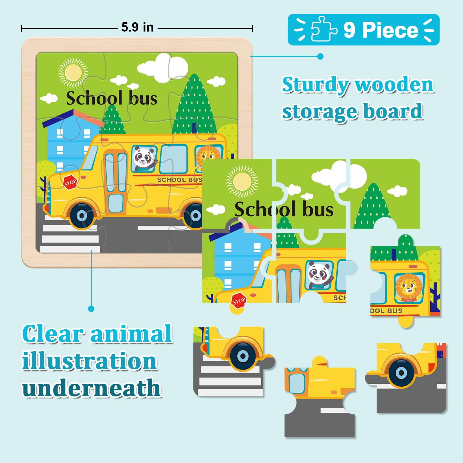 OSBOO wooden vehicle puzzle fire engine—durable design sparks curiosity about vehicles.