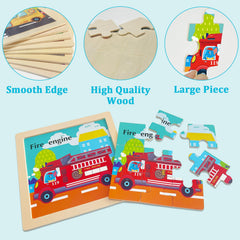 OSBOO wooden vehicle puzzle train—helps develop concentration while recognizing transport scenes.