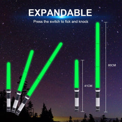 OSDUE retractable saber extends from 41 cm to 80 cm for dynamic action.