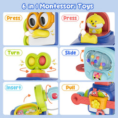 OSIMILY Busy Cube held by child demonstrates portable play for on-the-go learning.