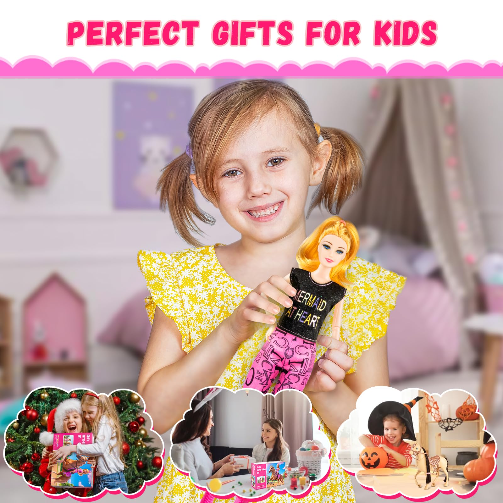 Dress-up fun with the Osllate doll horse playset for storytelling.