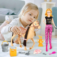 Osllate horse with moveable head for dynamic pretend riding poses.