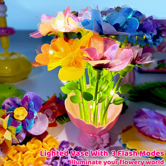Osllate lighted flower vase displaying DIY bouquets with a warm glow for night showcase