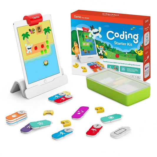 Osmo iPad base included enables interactive coding with tangible blocks.