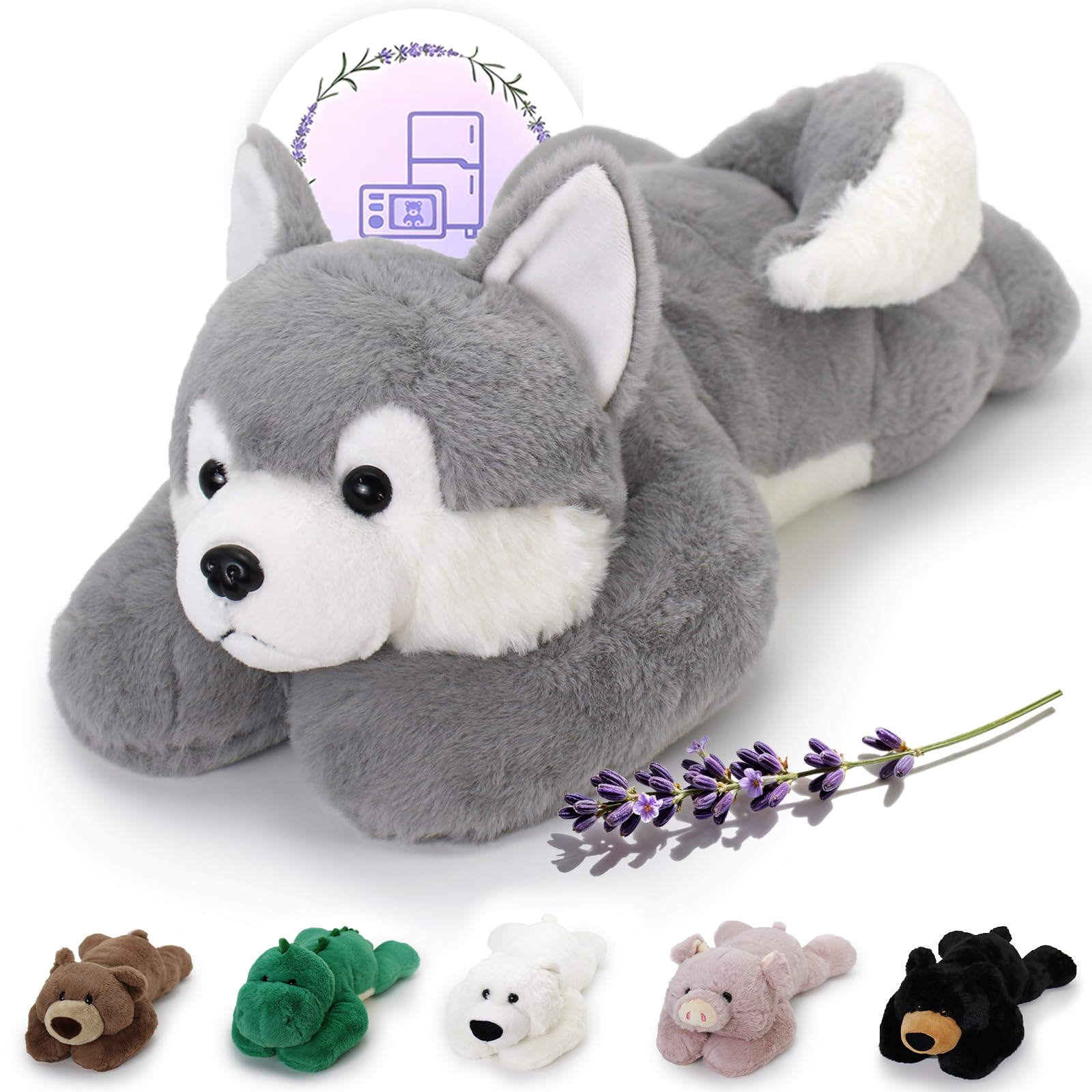 OSOCU husky floppy design resting on the neck for soothing warmth.