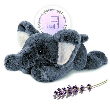 OSOCU grey elephant microwavable weighted plush provides soothing heat at home.