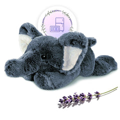 OSOCU grey elephant microwavable weighted plush provides soothing heat at home.