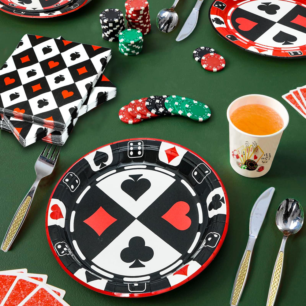 Osonm 180pcs poker party kit includes plates and napkins for hassle-free entertaining