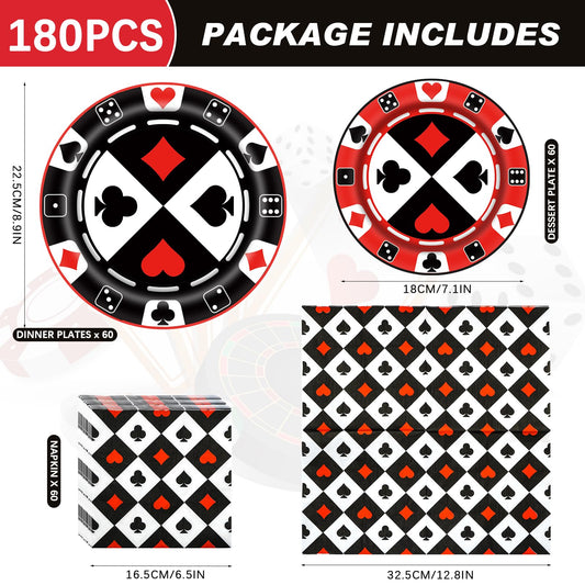 Osonm casino night dessert plates 7-1in with poker motif for quick servings