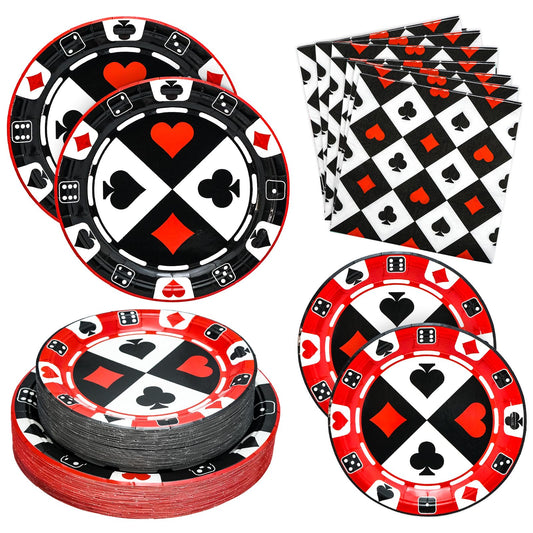 Osonm casino night dinner plates 8-9in with bold black and red design for elegant parties