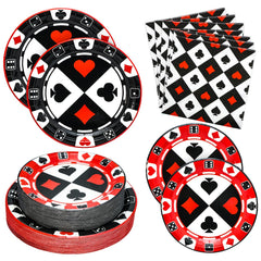 Osonm casino night dinner plates 8-9in with bold black and red design for elegant parties