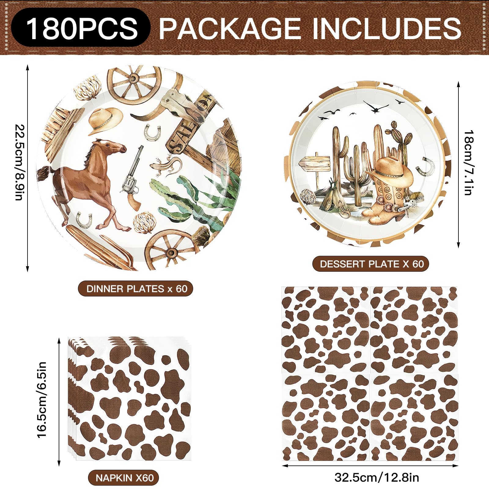 Osonm cowboy dessert plates with western motif for tasty treats