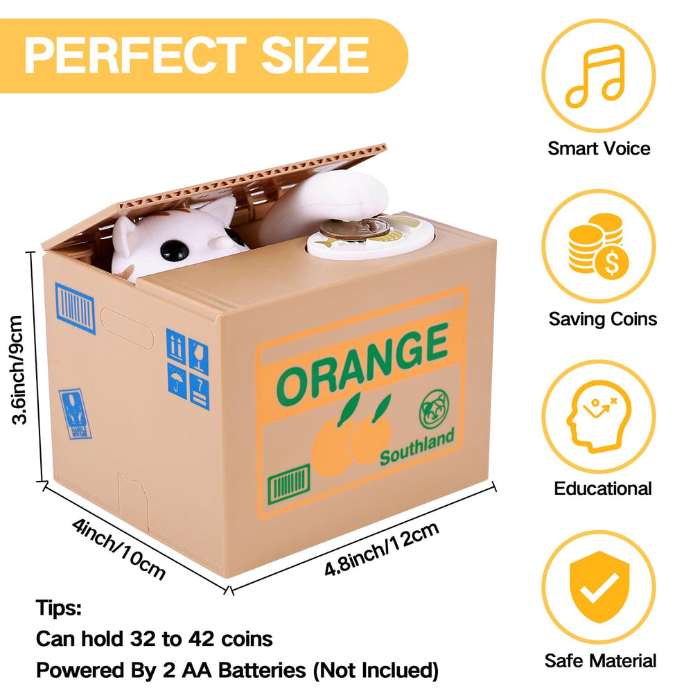 OSPNIEEK Piggy Bank Cat powered by 2 AA batteries.
