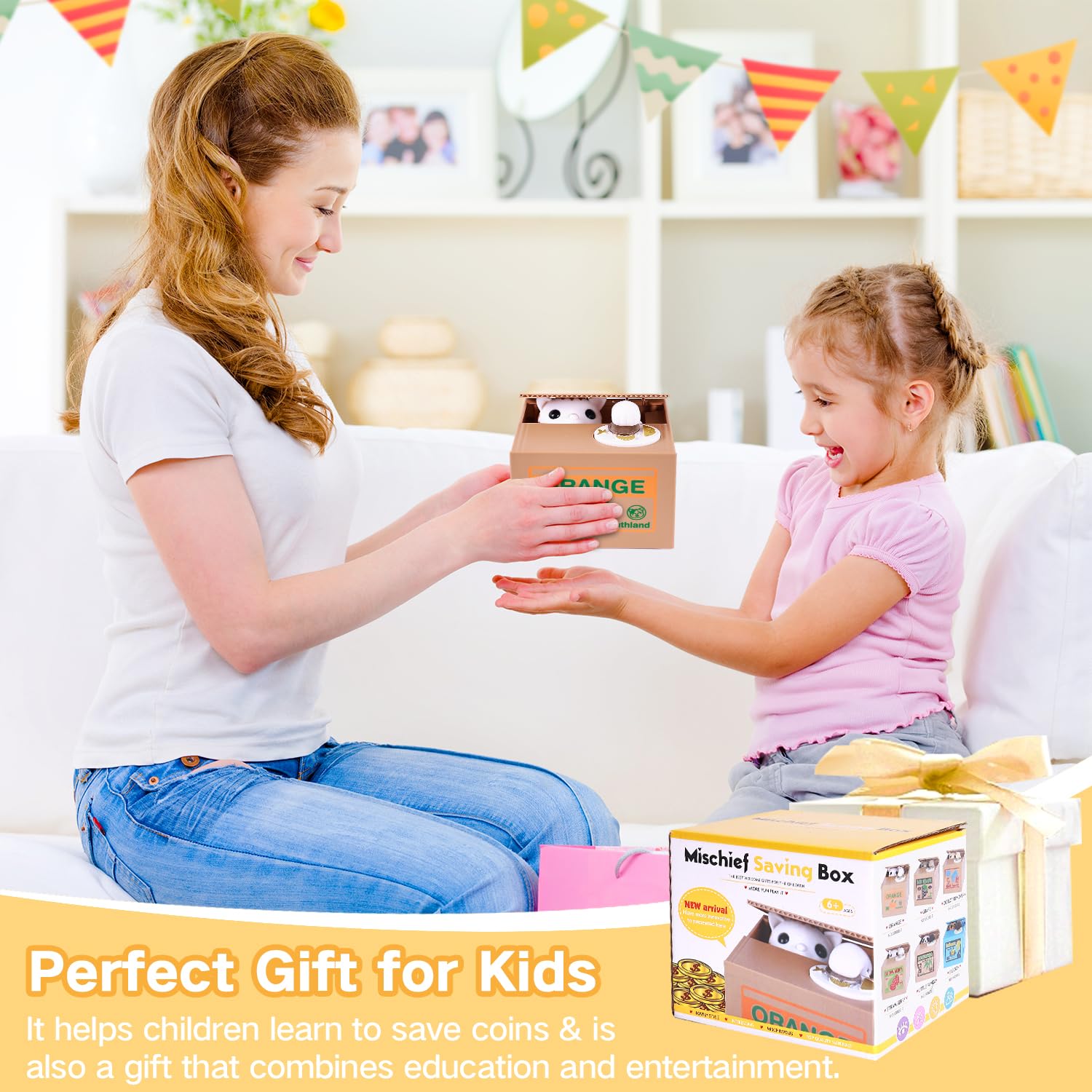 OSPNIEEK Piggy Bank Cat gift idea for kids and families.
