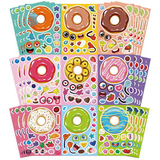 OTAITY donut stickers 36-sheet collection offers colorful designs for kids' crafts.